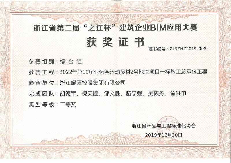 浙江省第二届“之江杯”BIM应用大赛综合组二等奖